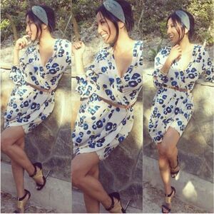 Yumi Kim Alexis Silk Wrap Dress in Blue Carnation Print Size M